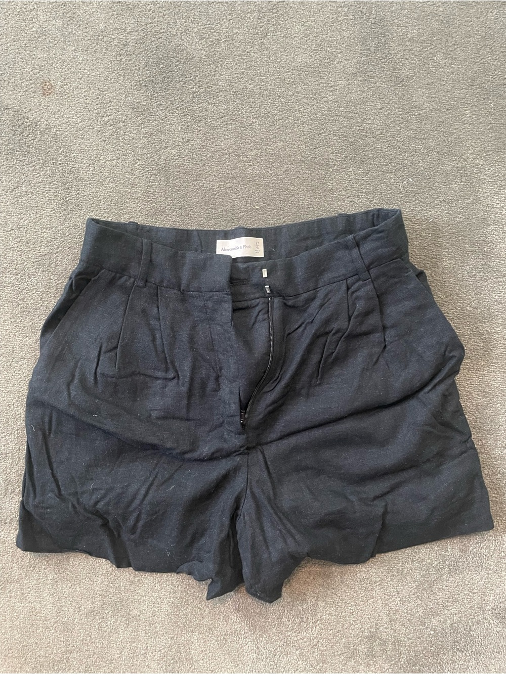 Abercrombie & Fitch Black Linen High-Waist Women's Shorts